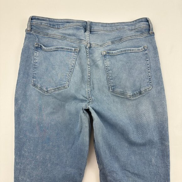Old Navy High Rise OG Straight Raw Hem Button Fly Women's size 16 Long Blue Jean - Picture 5 of 5